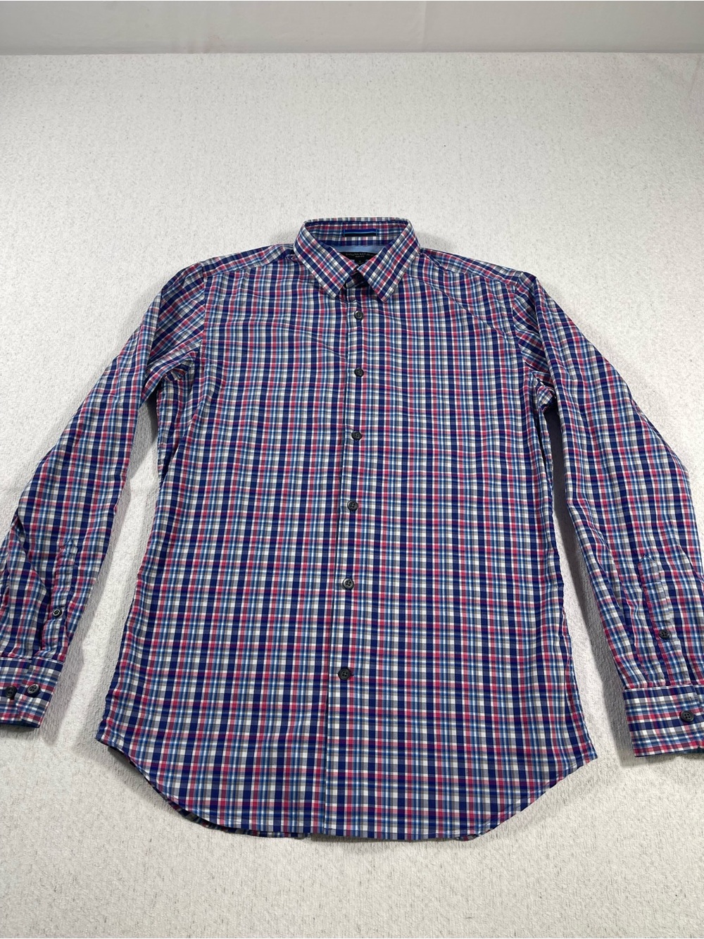 Banana Republic Men's S Slim Fit Blue Red White Plaid Woven Button-Up Shirt.#663